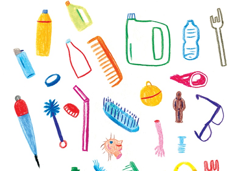 materiais de plástico que podem ser lixo prejudicial no meio ambiente: pentes, garfos, etc.