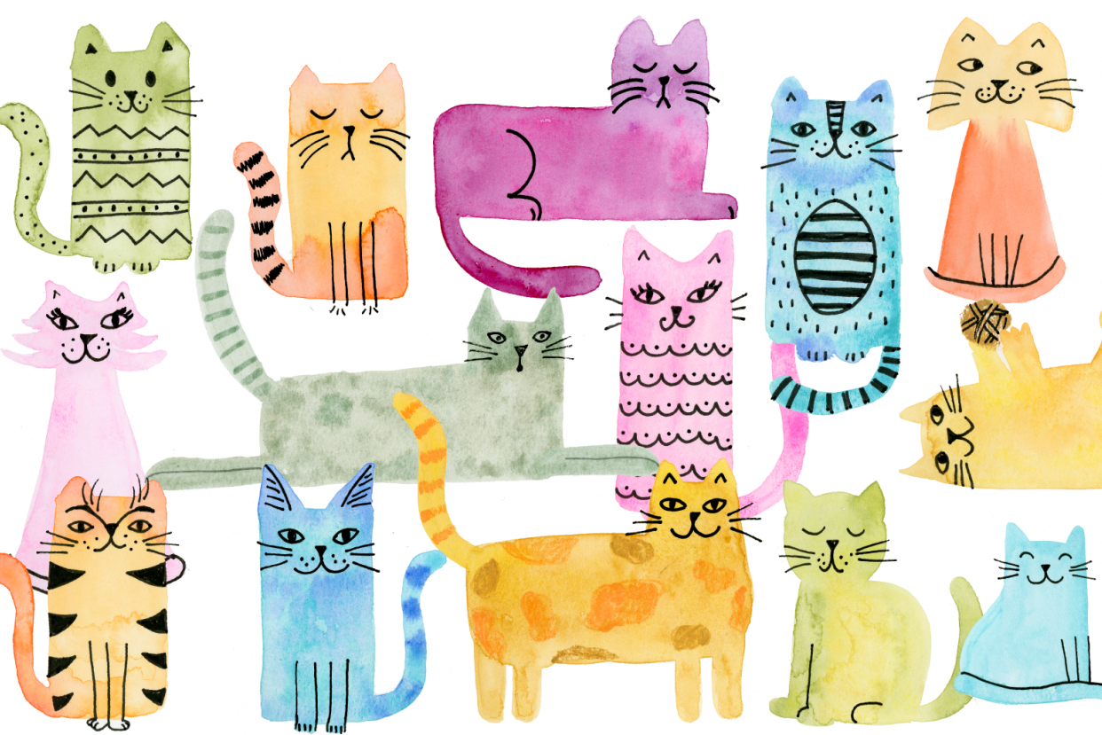 desenho de vários gatos